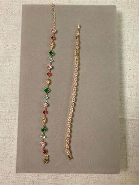 2-Piece 3A CZ Tennis Bracelet Set – Multicolor & Lavender